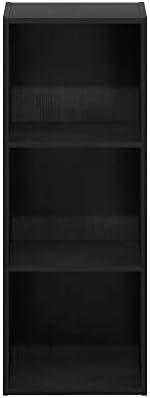 Furinno PASIR Book Shelf, 3-Tier Open Shelves Bookshelf, Bookcase, 9 x 12 x 32, for Living Room, Bedroom, Home Office, Darkwood