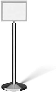 CCW 11 X 14" Horizontal Pedestal Floor Sign Frame, Polished Stainless Steel