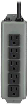 Eaton Tripp Lite Series 5-Outlet Heavy Duty Power Strip, Metal, Mountable (Wall Mount & Under Desk) 15ft Extension Cord, 15A Circuit Breaker, Industrial Garage Shop Work Bench Applications (602-15)