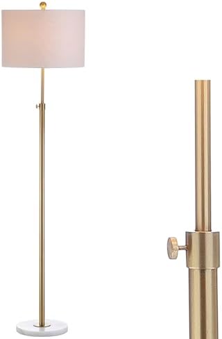JONATHAN Y June 65" Adjustable Metal Marble Floor Lamp, Brass Gold