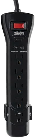 Eaton Tripp Lite Series SUPER725B 7 Outlet Flat Plug Long Extension Cord Power Strip Surge Protector, 25ft Extension Cord with Multiple Outlets, 2160 Joules, Black, Home Office Dorm Room Essentials