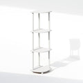 Furinno Turn-N-Tube Corner Shelf, 4-Tier Corner Bookshelf, White