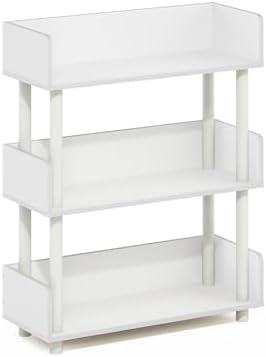 Furinno Turn-N-Tube 3-Tier White Storage Shelves with Side Panels, Book Shelf, Display Shelf, for Organization and Storage, Living Room, Home Office, Plain White