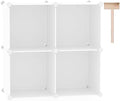 C&AHOME Plastic Cube Storage Organizer, 4-Cube Shelves Units, Milky