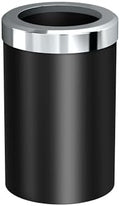 Gatco Small Bathroom Trash Can with Lid, Round 3 Gallon Stainless Steel Wastebasket, Under Sink, Matte Black and Chrome, for Bathroom, Bedroom, Office (1912C)