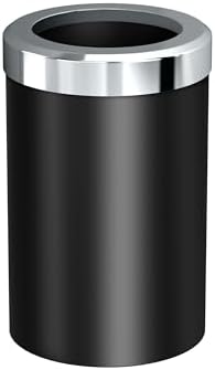 Gatco Small Bathroom Trash Can with Lid, Round 3 Gallon Stainless Steel Wastebasket, Under Sink, Matte Black and Chrome, for Bathroom, Bedroom, Office (1912C)