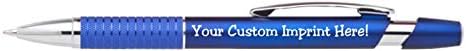 ExpressDesigns™ Personalized Ballpoint Pens - Click action - Custom - Black writing ink - The Sleeker - Full color Printed Name Pens w//Your Logo/Text/Message Includes Personalization - 12 Qty (Blue)
