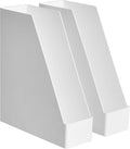 Amazon Basics Rectangular Plastic Desk Organizer, Magazine Rack, White, 2-Pack Temp