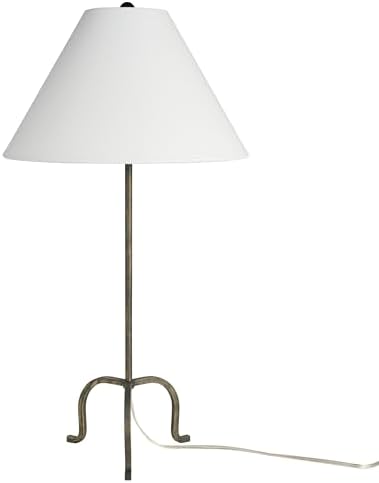 Nourison Home 28" Black Wrought Iron Heritage Metal Slim Tripod Table Lamp for Living Room, Bedroom, Bedside, Reading