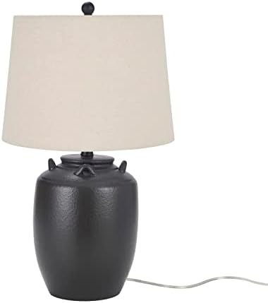 Nourison Home 24" Black Farmhouse Ceramic Pottery Jug Table Lamp for Bedside Table, Living Room, Office, Entryway