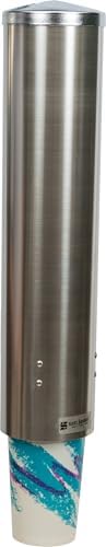 San Jamar Large Pull Type Cup Dispenser – Stainless Steel Cup Dispenser For 6–12 Oz – Perfect For Restaurants, Home & Office, Wall Mount Installation