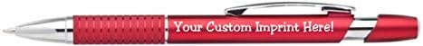 ExpressDesigns™ Personalized Ballpoint Pens Click action Custom Black writing ink - The Sleeker - Full color Printed Name Pens with Your Logo/Text/Message Personalization - 12 Qty (Red)