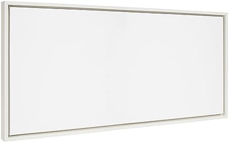 Kate and Laurel Sylvie Blank Framed Canvas Wall Art, 18x40 White, Modern Empty Canvas for Paint-Your-Own Art, Premium Framed