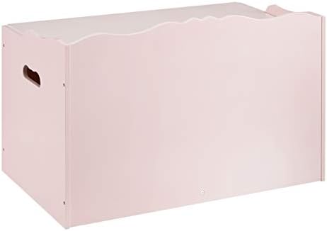 Amazon Basics Kids Wooden Toy Storage Chest with Safety Lid, Spacious Organizer for Bedroom, Pink, 30" x 18" x 19"