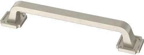Franklin Brass 10 Pack Brushed Nickel Cabinet Handles 5-1/16 inch (128mm) Kitchen Cabinet Handles and Drawer Pulls for Cupboards and Dressers |Notched Backplate