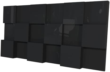 2 PACK — Acoustic Soundproofing Diffusion Panel | Acoustic Treatment for Recording Studio Home Office Podcast Living Room | Absorption - Reflection | Color Plates: (Black glossy plastic, EDISON)