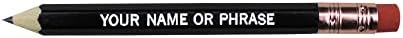 EZPENCILS & GIFTS - Golf Pencils Tipped with Eraser (1/2 a Pencil - Pew Pencils) - Black Colored Barrel - FREE-PERSONALIZATION - 2HB Black Lead - Custom Text - Non-Smear Eraser – Package of 30