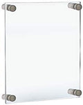 Azar Displays, 105514, Floating Acrylic Wall Frame with Silver Hardware Stand Off Caps, Clear Hanging Photo Frame Display Mount with Frameless Border, Glass-Like Frame for Large Prints, 8.5" x 11"