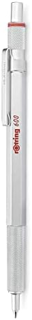 Rotring 600 Ballpoint Pen, Medium Point, Black Ink, Silver Metal Barrel, Refillable, 1 Count