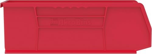 Akro-Mils 30234 AkroBins Plastic Storage Bins, 15"x5"x5", Red, 12-Pack