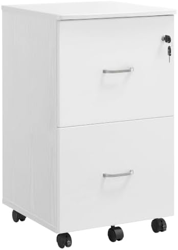VASAGLE 2-Drawer File Cabinet, Small Rolling, Locking, Printer Stand