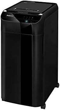 Fellowes AutoMax 350C Cross-Cut Commercial Office Auto Feed 2-in-1 Paper Shredder with 350 Sheet Capacity, Black (4694001)