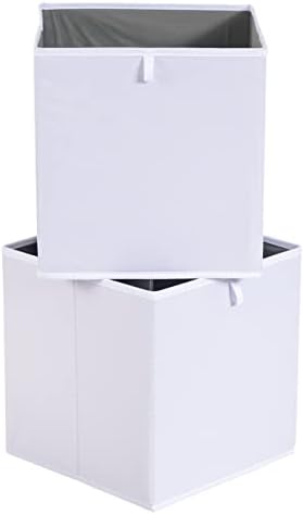 Amazon Basics Collapsible Cube Storage Organizer Bins, Closet Organizer Baskets for Shelves, Space-Saving, White, 13" x 15" x 13", 6-Pack