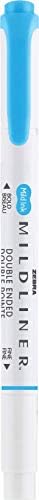 Zebra Pen MILDLINER No Bleed Highlighter, Cyan Color, Dual Tip, 12-Pack