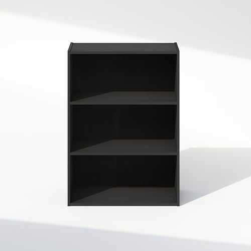 Furinno Simple Book Shelf, 3-Tier Bookshelf, Storage Shelves Bookcase, 9.7 x 23.7 x 31.5, for Living Room, Bedroom, Home Office, Americano