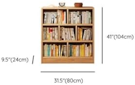 Lumber Organizer Shelf 3/4 Shelves, Lateral Filing or Vertical, Closed Back Floor-Standing Bookshelf Rack Bookcase Cabinet Tiered Shelf Grid Storage Unit Natural 31.5" L x 9.4" W x 40.9" H