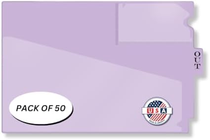 Doctor Stuff - Center Tab Vinyl Outguides, Diagonal Cut Front Pocket, Top Charge Out Slip Pocket, Plastic File Folder, Letter Size 9" x 13-1/4", Lavender, 50/Box