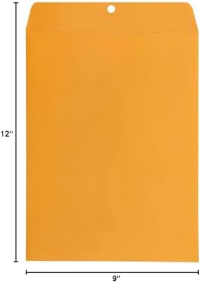 Amazon Basics Clasp Kraft Envelopes for Documents, Gummed Mailing Envelope, 9" x 12", 100-Pack