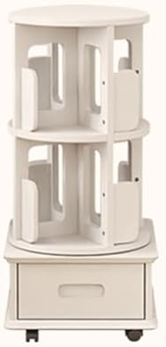 GAMAK Small Bookshelf with Storage for Kids 2-4 Tier Rotating Bookshelf with Brake Wheels 360° Display Wood Book Shelf Organizer for Bedroom Living Room Study Room (Size : Three)
