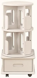 GAMAK Small Bookshelf with Storage for Kids 2-4 Tier Rotating Bookshelf with Brake Wheels 360° Display Wood Book Shelf Organizer for Bedroom Living Room Study Room (Size : Three)