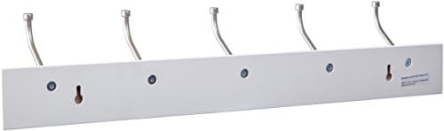 Amazon Basics Rectangular Farmhouse Wall-Mounted Coat Rack for Entryway and Bedroom, Storage Organizer, 5 Hooks, White