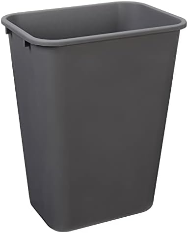 Amazon Basics Lightweight Rectangular Commercial Office Wastebasket, 10 Gallons, Grey