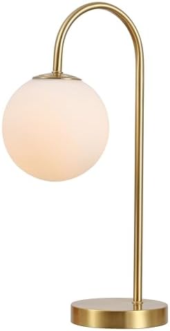 JONATHAN Y Arco Arched Metal Table Lamp 18.25" Globe Shade, Brass Gold
