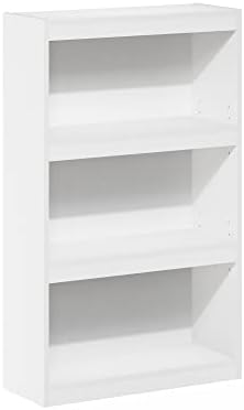 Furinno Jaya Enhanced Home Bookcase 3-Tier Adjustable Bookshelf, White