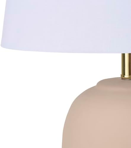 Nourison Home 23" Light Pink Ceramic Jar Table Lamp for Bedroom, Living Room, Dining Office, with White Shade (Pack of 1)