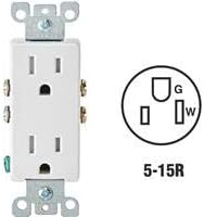 Leviton 15 Amp Decora Tamper-Resistant Duplex Electrical Wall Outlet, T5325-W, White