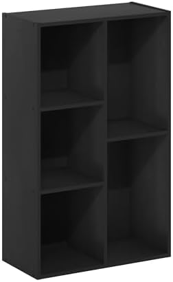 Furinno LUDER Book Shelf, 5-Cube Bookshelf, Reversible Bookcase with Open Shelves, 9.4 x 19.5 x 31.5, Easy Assembly, for Living Room, Bedroom, Home Office, Darkwood