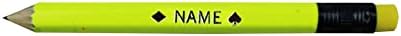 EZPENCILS & GIFTS - Golf Pencils Tipped with Eraser (1/2 a Pencil - Pew Pencils) - Neon Yellow Colored Barrel - FREE-PERSONALIZATION - 2HB Black Lead - Custom Text - Non-Smear Eraser – Package of 90