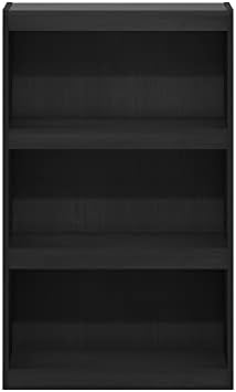 Furinno Jaya Book Shelf, 3-Tier Modern Bookshelf with Adjustable Shelf, Bookcase with Open Shelf, 9.5 x 24.5 x 40.3, for Organization and Storage, for Living Room, Bedroom, Home Office, Darkwood
