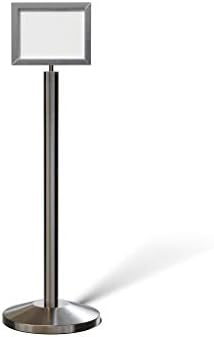 CCW 8.5 X 11" Horizontal Pedestal Floor Sign Frame, Satin Stainless Steel