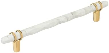 Amerock 8" Carrione Marble White/Champagne Bronze Drawer Pull