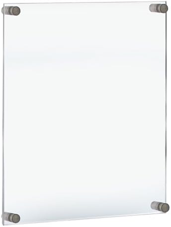 Azar Displays 105528 Floating Acrylic Wall Frame with Silver Stand Off Caps: 17" X 22" Graphic Size. Overall Frame Size: 21" X 26", Clear