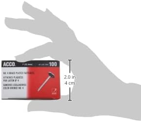 ACCO Brass Paper Fasteners, 1", Plated, 1 Box, 100 Fasteners/Box (71710)