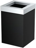Gatco Small Bathroom Trash Can with Lid, Square 3 Gallon Stainless Steel Wastebasket, Under Sink, Matte Black and Chrome, for Bathroom, Bedroom, Office (1915C)