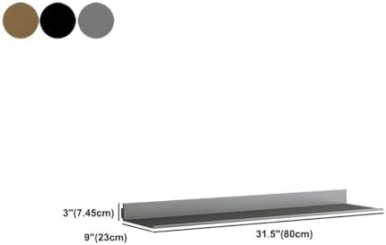 Modern Metal Bookcase Wall Mounted Floating Bookshelf Aluminum Alloy Storage Shelf, Display L-shaped Bookshelf Wall-mounted Rack (Without Lights) Partition Shelf Black 31.5"L x 9.1"W x 2.9"H