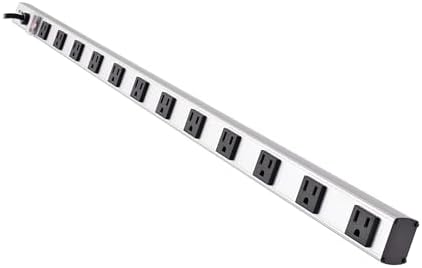 Eaton Tripp Lite Series PS361220 12-Outlet 20 Amp Long Power Strip for Dorm Room Workbench Shop and Garage, Industrial Heavy Duty Metal, 15ft Long Extension Cord, 3ft Length, Mountable/Wall Mount